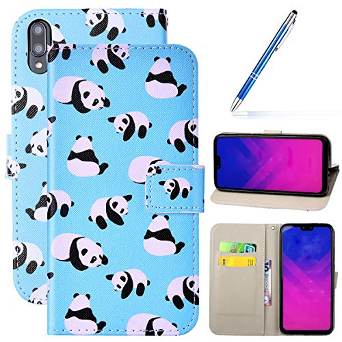 Robinsoni Case Compatible with Huawei P Smart Cover PU Leather Case Folio Flip Wallet Cover with Kickstand Hand Strap Case Cartoon Magnetic Notebook Cover Wallet Case for Huawei Honor 10 Lite,Blue