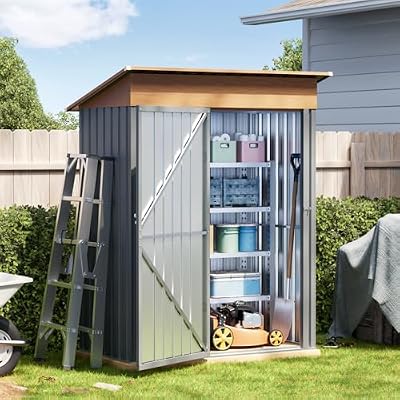 Verdeluxe 5x3FT Multi-Used Shed & Outdoor Storage Shed with Lockable Door, Compact Metal Tool Shed for Garden, Backyard, Patio, Utility, and Various Storage Shed(Matte Gray)