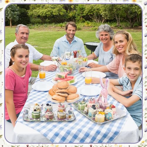 Tiangrid 3 Pack Easter Serving Trays 16 x 11 Inch Wild Flowers Garden Easter Platters Rectangular Serving Dishes Decorative Trays for Spring Wedding Party
