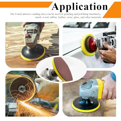 Image of 102PCS 40-800 Grits Angle Grinder Sanding Disc and Blocks 4 Inch Upgraded Hook and Loop Backing Pad (3 /8-16 Threads) and 8MM Drill Adapter with 120 /220 Sanding Blocks for Wood Metal Polishing