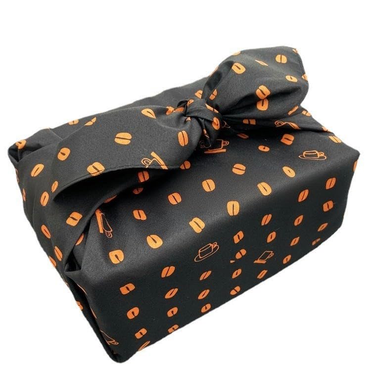 Japan Wrap The Cloth Cotton Line, 10 szt. 70 * 70 cm Żółte ziarna kawy wielokrotnego użytku ściereczka do pakowania(70 * 70cm Orange)