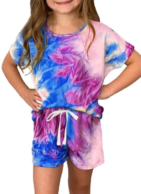 Dokotoo Girl’s Summer Cute T-Shirt and Shorts Set with Side Pockets