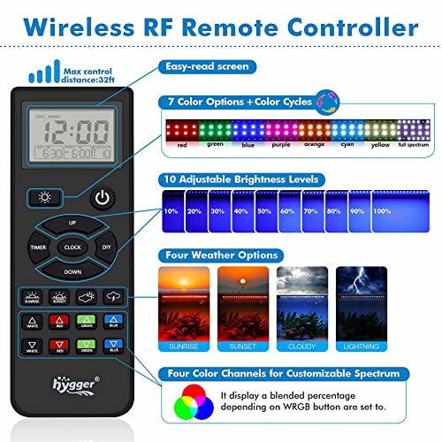 hygger Advanced Remote Control Aquarium Light Customizable Full Spectrum Fish Tank LED with DIY, Default & Weather Mode Freshwater Planted Tank - Image 6