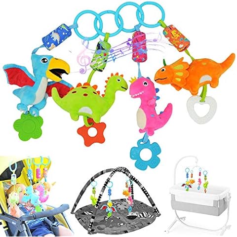 gebra Baby Toys for 0 3 6 9 12 Months, Soft Rattle Wind Chime Car Seat Crib Stroller Toys, Dinosaur Baby Hanging Toys Birthday for Baby Boys and Girls Cover