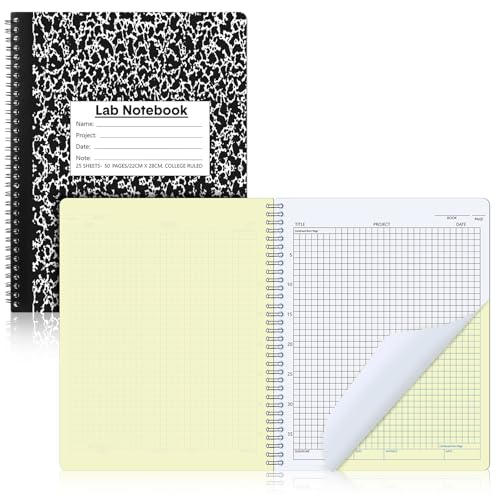 Affrolling 1 Pack Carbonless Lab Notebook Carbon Copy 8.5'' x 11'' Laboratory Engineering Chemistry Computation Notebook Science Grid Contains 25 Set Pages 50 Sheets Total Coil Binding