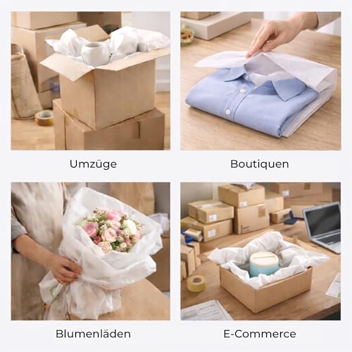 Seidenpapier Weiß 64x44 cm – 200 g (ca. 27 Bögen) | Geschenkpapier, Füllmaterial Geschenk, Basteln, Dekoration, Geschenkverpackung, Packseide, DIY