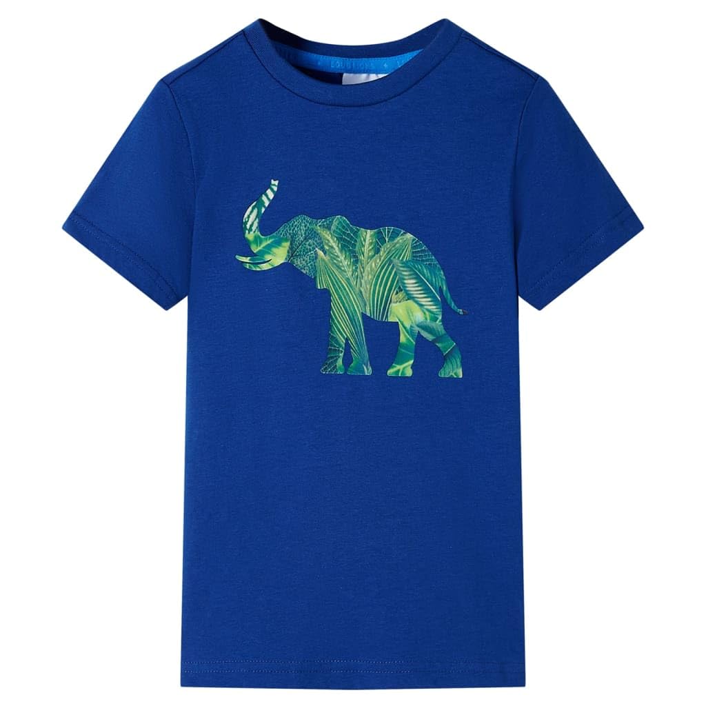 vidaXL Kids' T-Shirt Long Sleeves Tee Children T Shirt Elephant Print Dark Blue 128