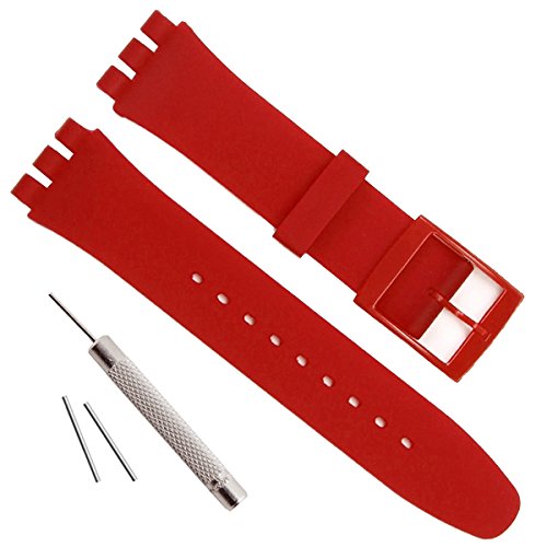 Correa de repuesto de silicona para reloj, resistente al agua (17mm 19mm 20mm) (17mm, Red)