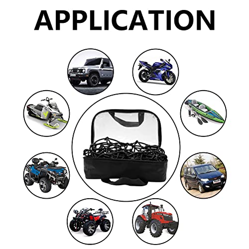 Funmit 22"X38" Cargo Net Stretches To 44"X76", Latex Bungee Cargo Net With 2"X2" Small Mesh And 12 Adjustable Plastic Hooks, For Car Atv Boat Suv Van Trailer Snowmobile (Black) #TOP5