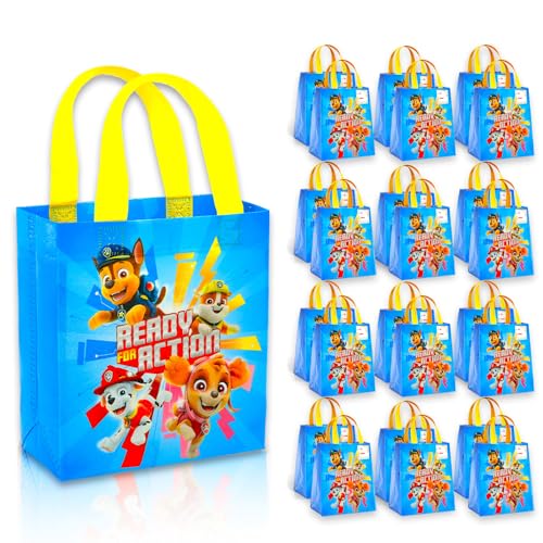 Paw Patrol Party Favor Bag Set – 24 Pack of 8' Party Goodie Bags, Bulk Reusable Mini Tote Bags | Chase, Marshall, Skye and Rubble Paw Patrol Birthday Supplies