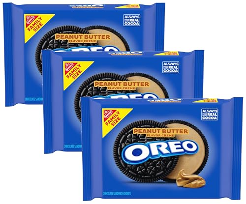 Image of OREO Peanut Butter Creme Chocolate Sandwich Cookies, Family Size, 17 oz (Pack of 3)
