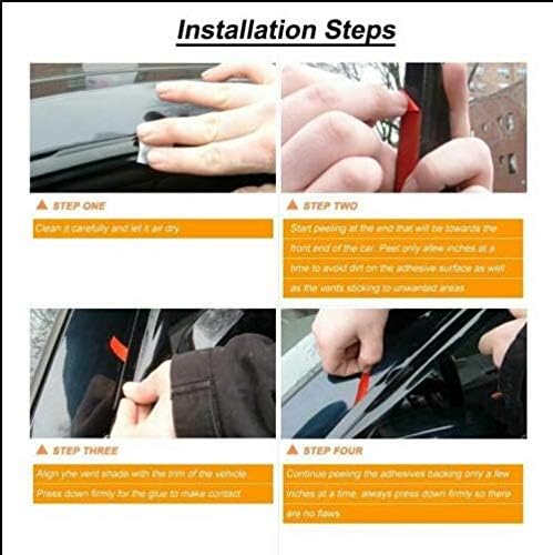 Tape-on Rain Guard Window Visor Compatible with 1999-2016 F-250 F-350 F-450 Super Duty with SuperCrew Cab Ventvisor Side Window Deflector Vent Rain Deflector Dark Black, 4-Piece Set