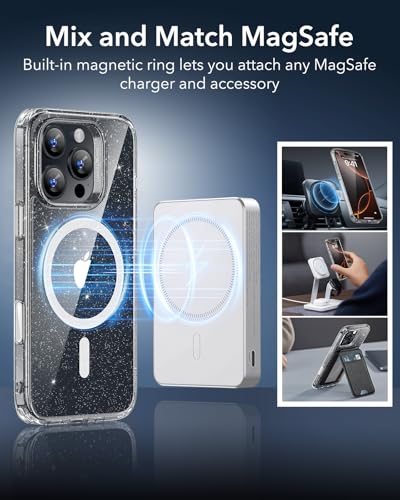 Image of ESR for iPhone 16 Pro Case, Camera Control Cover, Compatible with MagSafe, Shockproof Military-Grade Protection, Magnetic Phone Case for iPhone 16 Pro, Classic Hybrid Case, Clear Shimmer