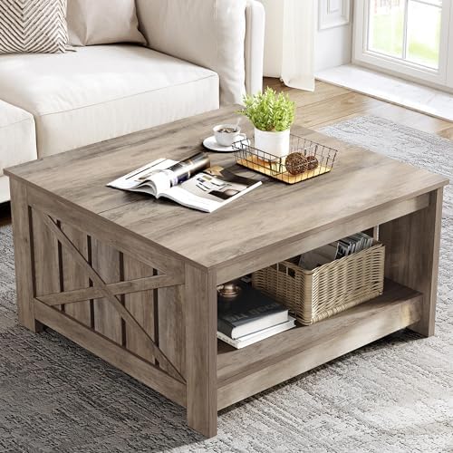 Amazon.com: YITAHOME Farmhouse Coffee Tables Square Coffee Table for ...