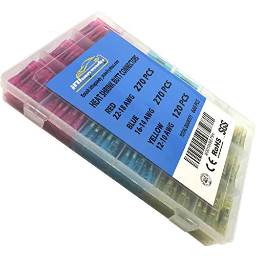 Class A, 660 PCS Heat Shrink Butt Connector, 10~12 14~16 18~22 AWG Electrical Butt Wire Connectors - Insulated Crimp Waterproof Butt Splice Terminal for Marine Automotive - Thumbnail 4