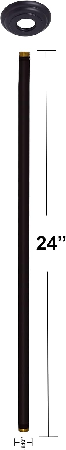 Westbrass 1/2" IPS x 24" Ceiling Mounted Shower Arm with Flange, Matte Black, D3624A-62