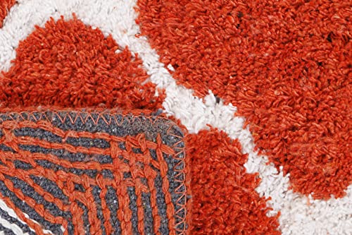 Image of THE HOME TALK Cotton Bathmats | Water Absorbent Runners | Regular Striped Rugs | Floor Mats for Kitchen, Bathroom & Sink | Ultra Soft Mats | Non-Slip Store (Orange, 40x60 CM)
