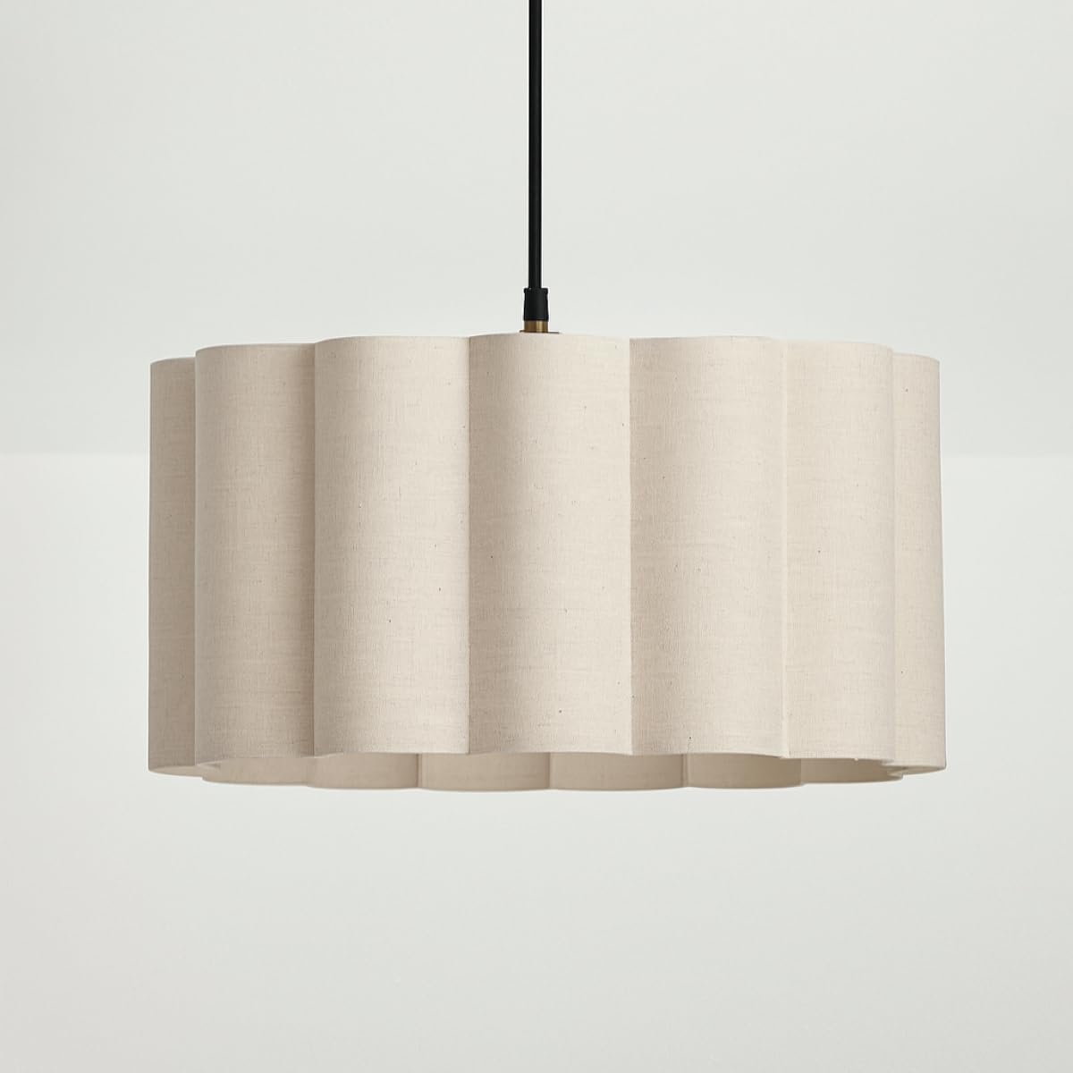 CGC Lighting Indoor lampshade Scalloped Large 44cm Width Drum Shape Ceiling Hanging Floor Table lamp (Oatmeal Linen)