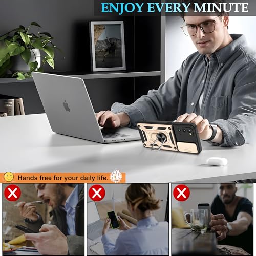 Coque Samsung S20 antichoc or avec anneau et cache objectif - 4