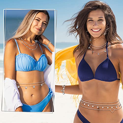 Lenwen 10 Pcs Belly Chain Adjustable Waist Chain Summer Beach Waist Jewelry for Women Multilayer Body Decorations for Body Girls2