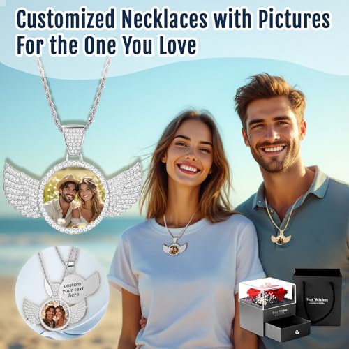 Picture Necklace Personalized Photo, Custom Necklace with Picture Personalized Circle Chain Pendant Customized Necklaces Memorial Gifts for Women Men Birthday Christmas Valentine's Day Anniversaries3