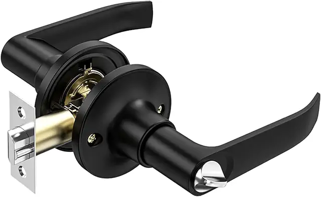 Imagen relacionada con Qrity Juegos de Cerradura de Manilla Redonda, para Puertas Interiores, Se Puede Utilizar para Puerta Zurda o Diestra, Picaporte de Entrada 60/70 mm-Negro