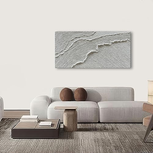 Nankai Hand-Painted 24X48 Thick Texture White Texture Abstract Oil Painting Beach Waves Landscape Oil Painting Home Wall Art Deco Oil Painting thumb #3