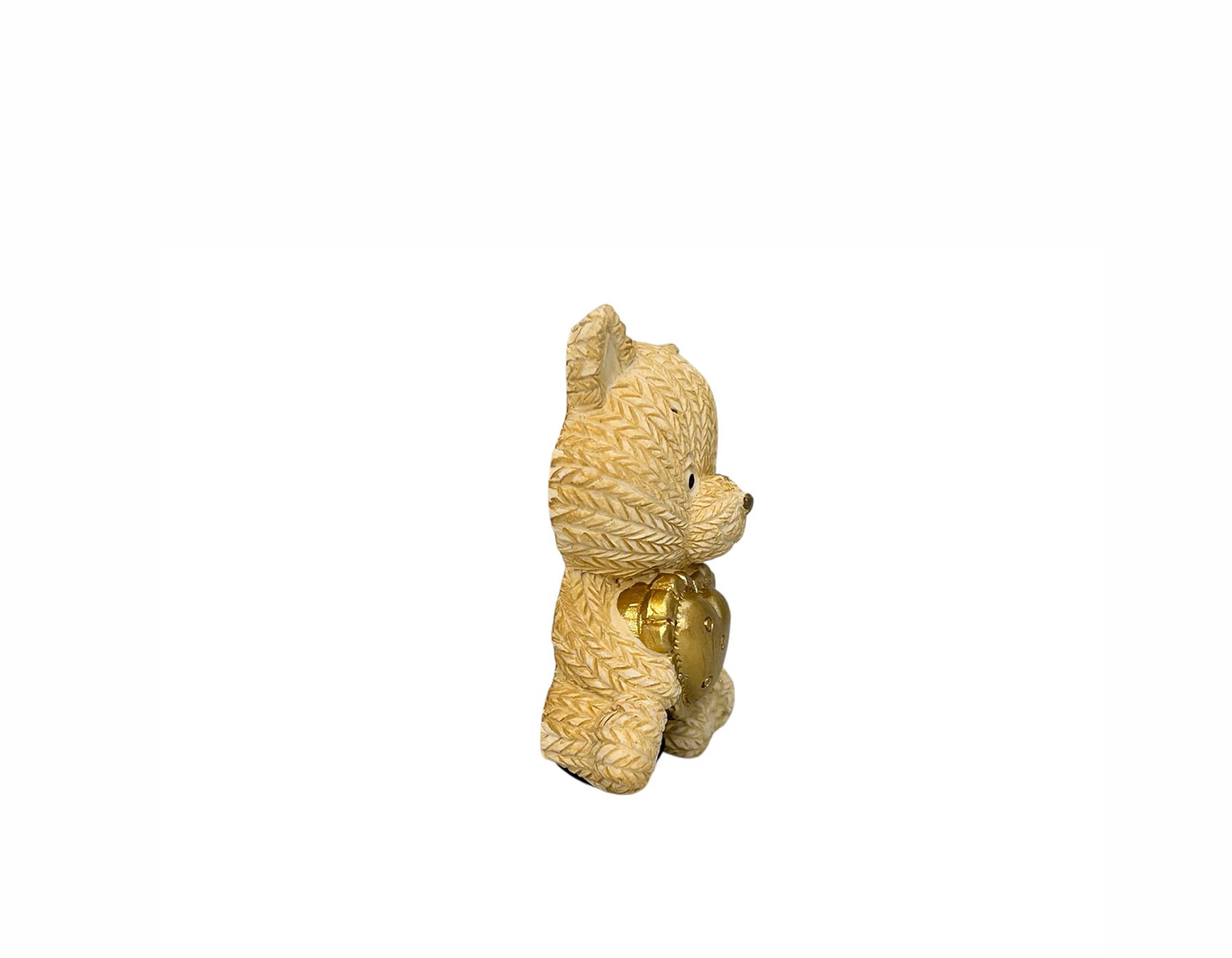 PABEN Magnete Gattino in Resina Beige con Cuoricino Oro, Bomboniera per Nascita, Battesimo, Compleanno, Comunione, cm 5,3, Confezione 24 Pezzi