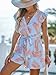 CUPSHE Women's Romper Tropical Flutter Sleeve Boho Overall V Neck Wide Leg Outfit Casual Beach Blue/Orange Leaves S