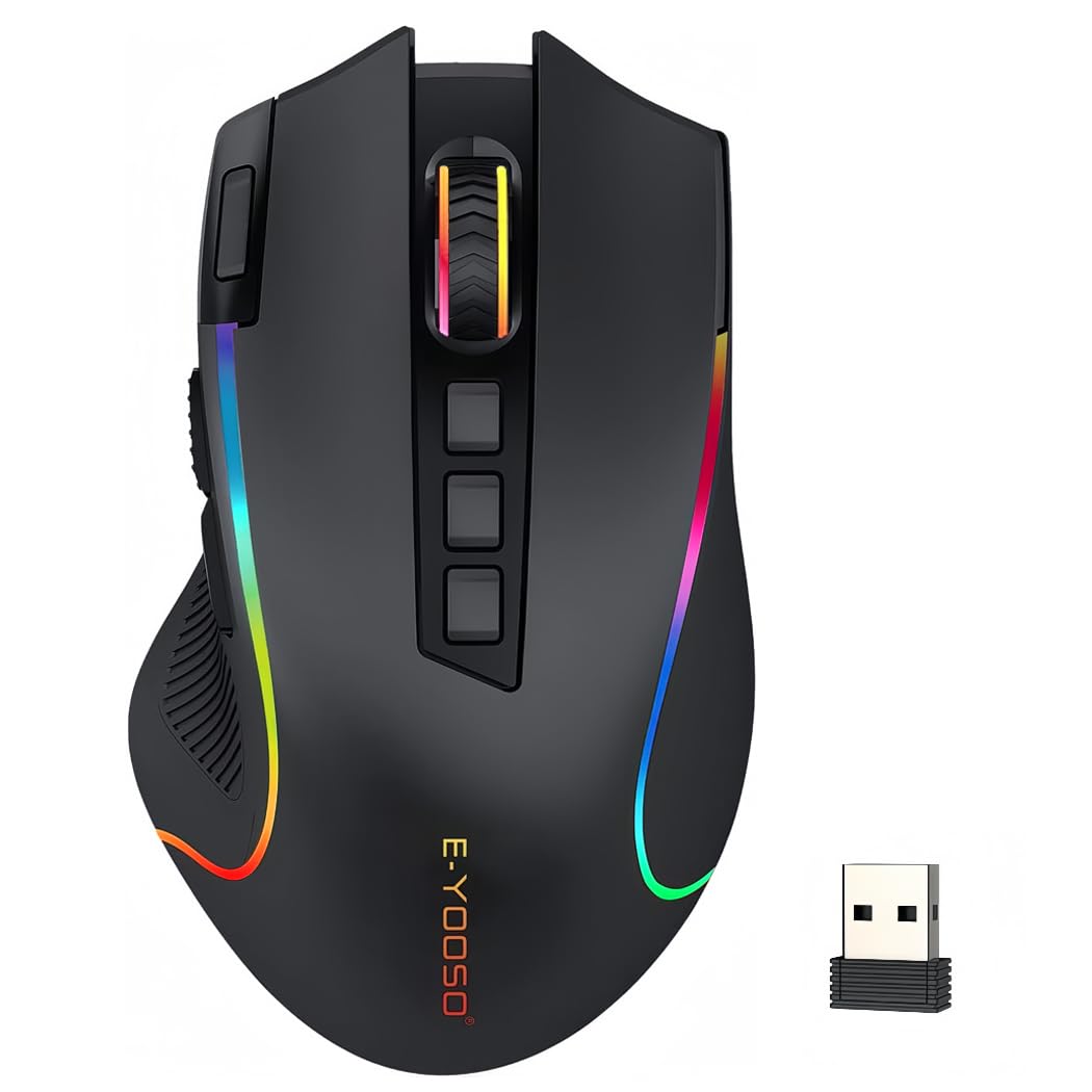 Niceon Wireless Gaming Mouse RGB Backlit, Rechargeable, 9 Programmable Buttons, Ergonomic Mouse for PC Laptop Gamer
