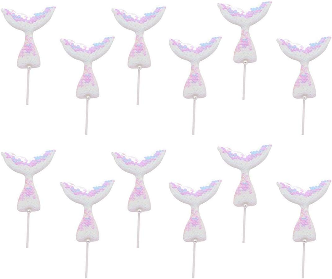 Mermaid Party Cupcake Toppers | Set of 12 Princess Mermaid Sequin Tails | DIY Mermaid Party Supplies |