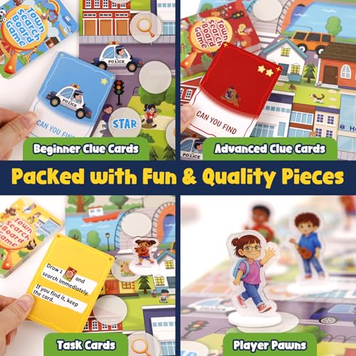 Town Search Juego de Mesa para Niños 5+ de 2 a 4 jugadores miniatura 5