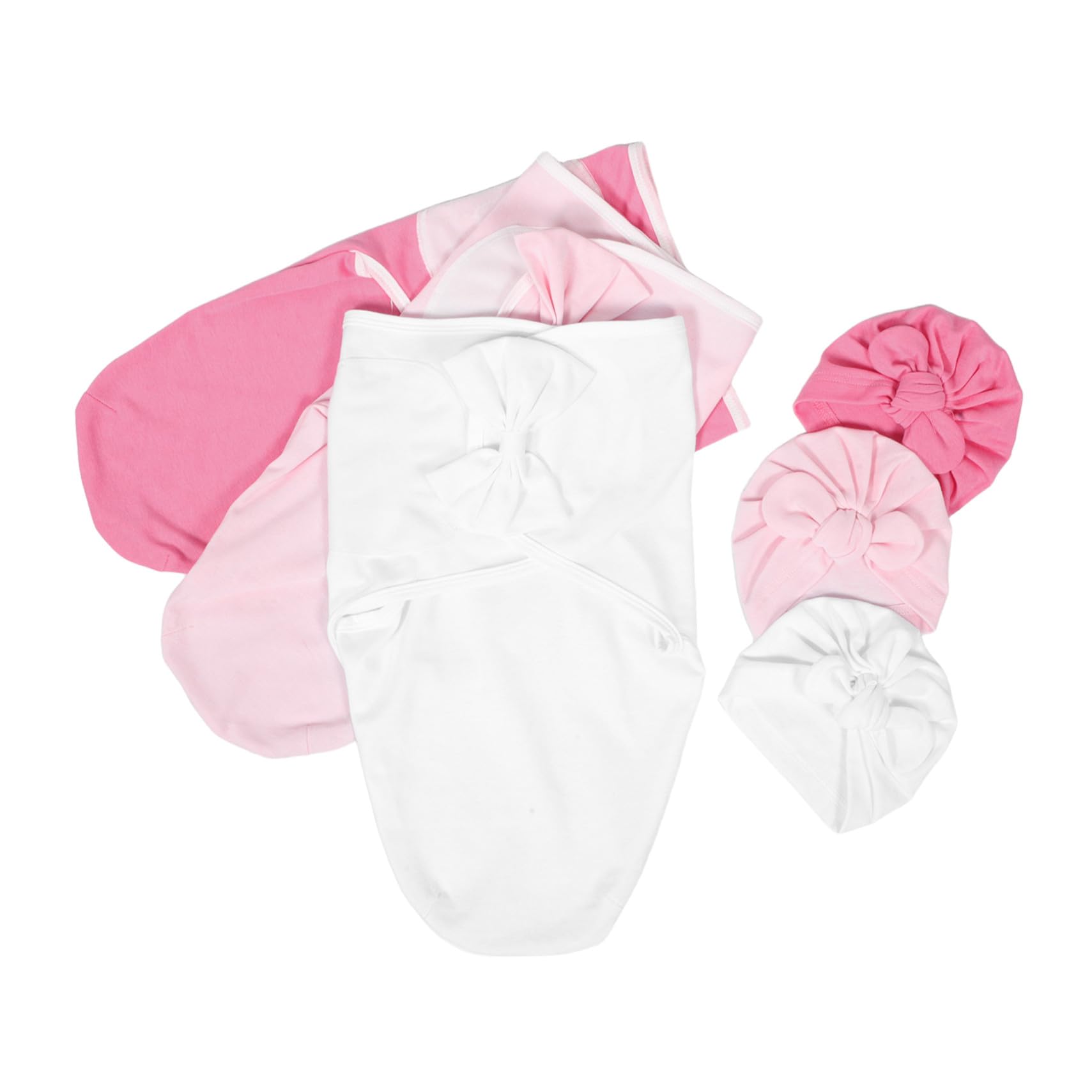 BESTonZON Couverture D’emmaillotage Bébé Fille Nœud, Lot de 3 Set de Sets