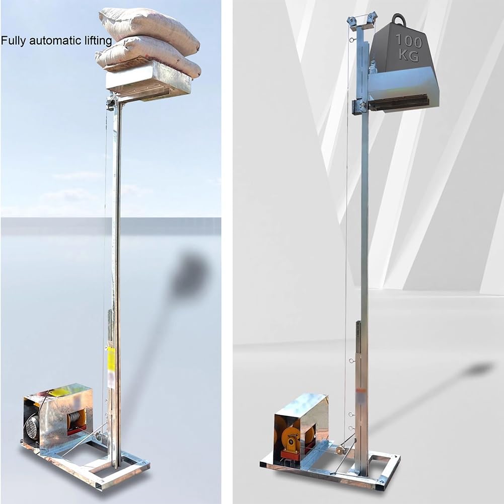 Gru A Pavimento - Sollevatore Per Materiali In Calcestruzzo, Paranco Elettrico Con Telecomando Wireless, Capacità Di Carico 150 Kg - Ristrutturazione Casa(Height 8.5m)