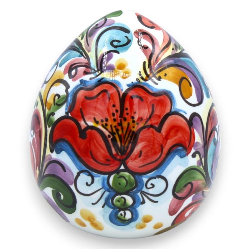 Oeuf en céramique Caltagirone SICILIA BEDDA peint à la main baroque 12cm