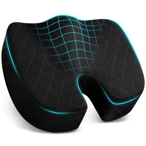 Image of TushGuard Seat Cushion - for Office Chair, Car Seat, Airplane, Bleacher - Sciatica & Coccyx Pain Relief Desk Chair Cushion for Long Sitting Office Workers, Car Drivers(Black, XXX-Large)