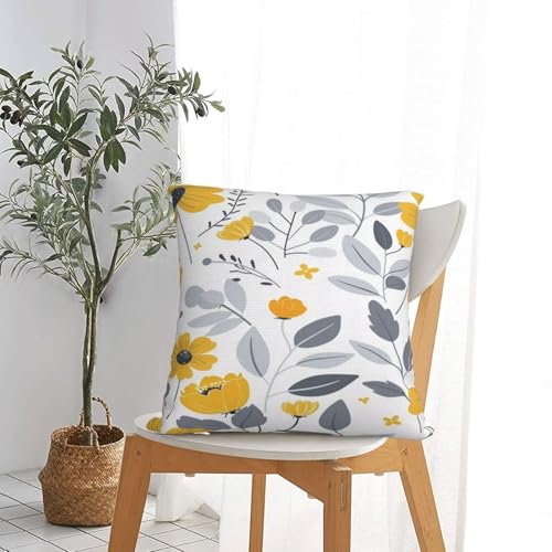 Housse coussin 50x50 cm lot de 2 jaune fleurs déco canapé salon