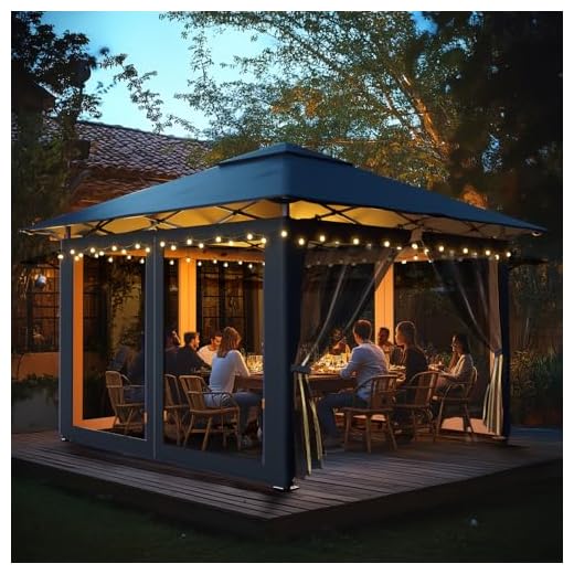 Soontrans Gartenpavillon 3x3m, Geschützter Sommerraum im Garten, Faltpavillon mit 4 Moskitoseitenwänden & Tragetasche, UV-Schutz, 3-Stufen Höhenverstellbar, aus Metall & 210D Oxford-Gewebe (Anthrazit)