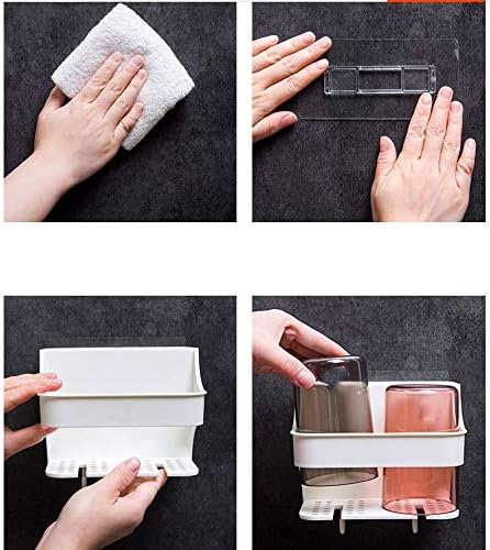 2 Cups Wall Organizer Tooth Brush Holder Wall Mounted Toothbrush Stand Bathroom Storage Rack Case Bathroom Accessories Set