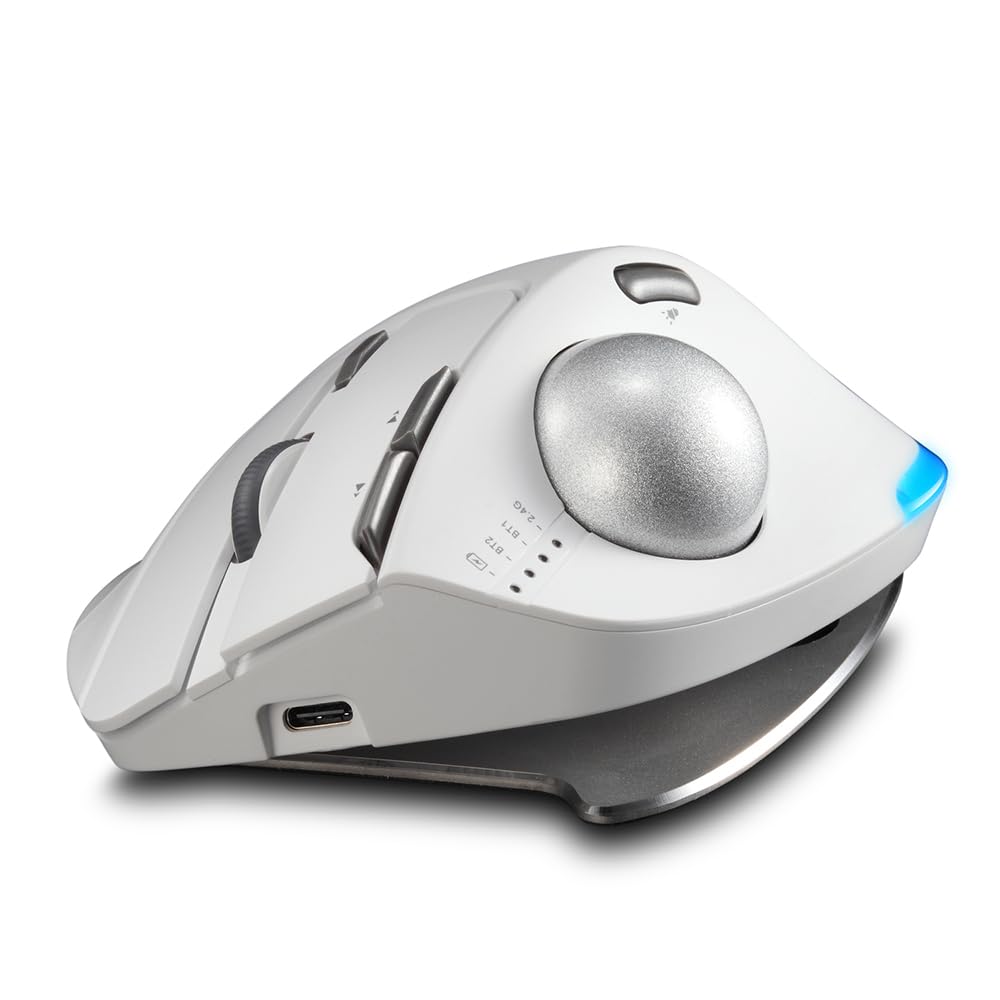 zelotes Souris Trackball,Souris sans Fil Bluetooth,Rechargeable,4800DPI,8 Boutons,BT5.0/3.0+2.4G,Connexion De 3 Appareils,Conception Ergonomique,pour PC,Pad,Tablets