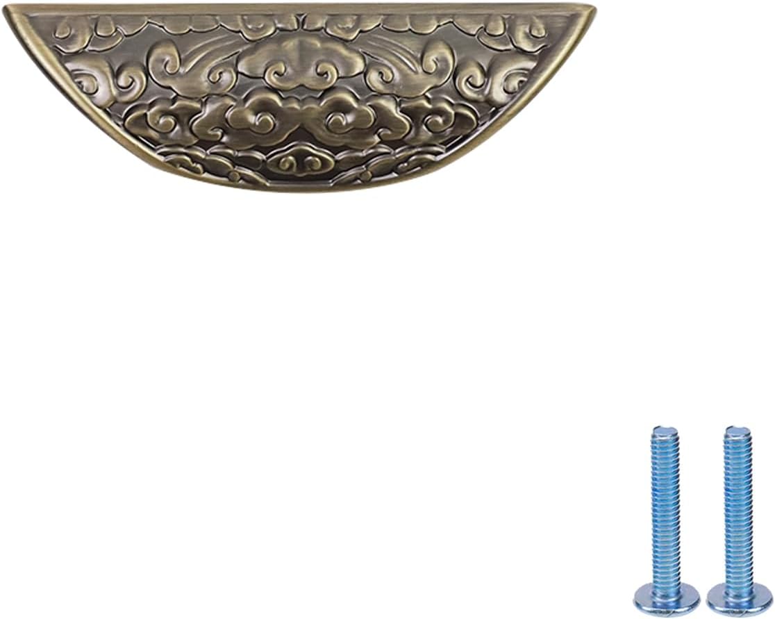 Decorative Cabinet Pulls Drawer Pulls Leaf Shape Knob Door Handle, 2.5” Hole Distance, with Engraved Pattern Cabinet Drawer Cupboard Pull (Bronze,4pcs)