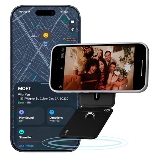 Image of MOFT Magnetic Selfie Stick Phone Tripod with Capture Button, MagSafe Trackable Tripod Wallet with Apple Find My for iPhone 12-17 Series, Pocket Phone Tripod Stand for Vlogging & Selfies, Jet Black