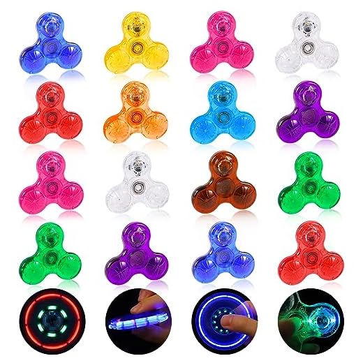 Gigilli Mini Fidget Spinners 16 pcs, LED para niños de 4-12 años Fidget Spinners, el Juguete Fidget más Popular en la Fiesta de Regalos de San Valentín Goodie Bag Relleno Brilla en la Oscuridad