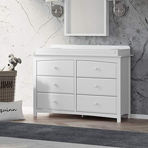 image for STORKCRAFT Kenton 6 Drawer Double Dresser (White) for Kids Bedroom, Nu