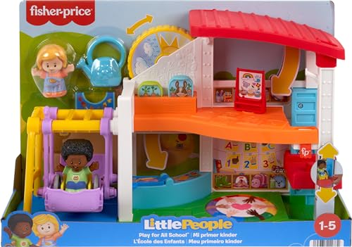Fisher-Price Little People Toddler Playset Play for All School with 2 Figures & 2 Accessories for Preschool Pretend Play Ages 1+ Years