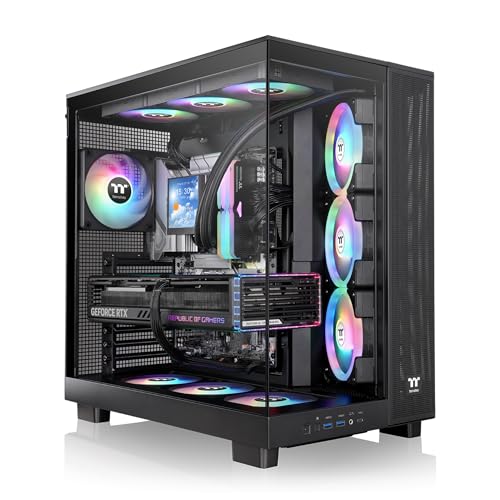 Thermaltake View 380 XL TG ARGB; 4x120mm ARGB Lite Fans Included; 360mm Radiator Support; 420mm GPU Clearance; Hidden Connector Support; Dual Chamber; Black; CA-11E-00M1WN-00 by Thermaltake - Used condition - CA$118.19