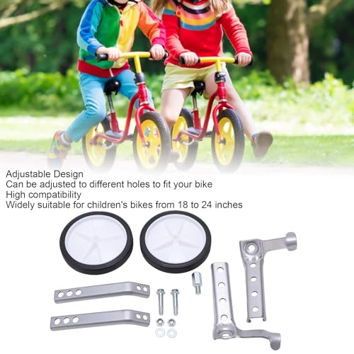 Ruedas de Entrenamiento para Bicicleta Infantil, 1 Par de Ruedas Auxiliares Ajustables para Bicicletas de 18 a 24 pulgadas (Gris) miniatura 2