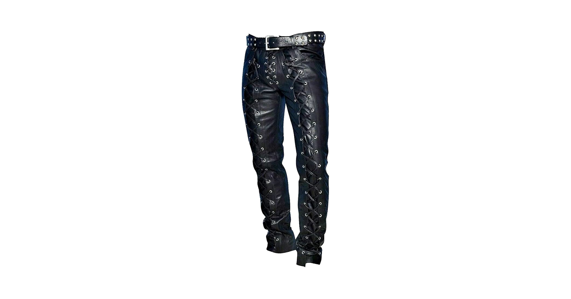 y*7様 Blackmeans leather pants cowskin Veramuse Men's Genuine Cowhide Leather Front & Back Laced Up