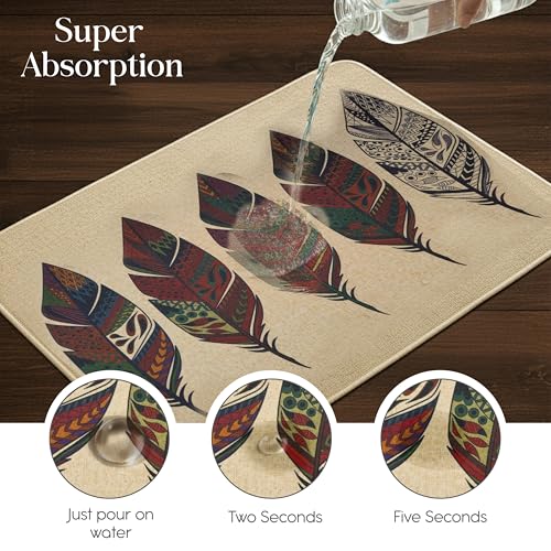 Image of Yellow Weaves 1 Pc Jute Texture Non-Slip Bathmat, Water Absorbent Floor mat, Rugs, Door Mats for Bathroom, Living Room, Bedroom, Entrance, Outdoor, Kitchen, Office (Multi Leaf)
