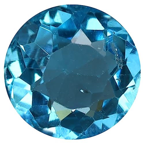 Pierre précieuse lâche Apatite naturelle ronde 0.92 ct Brésil bleu Paraiba 6 mm